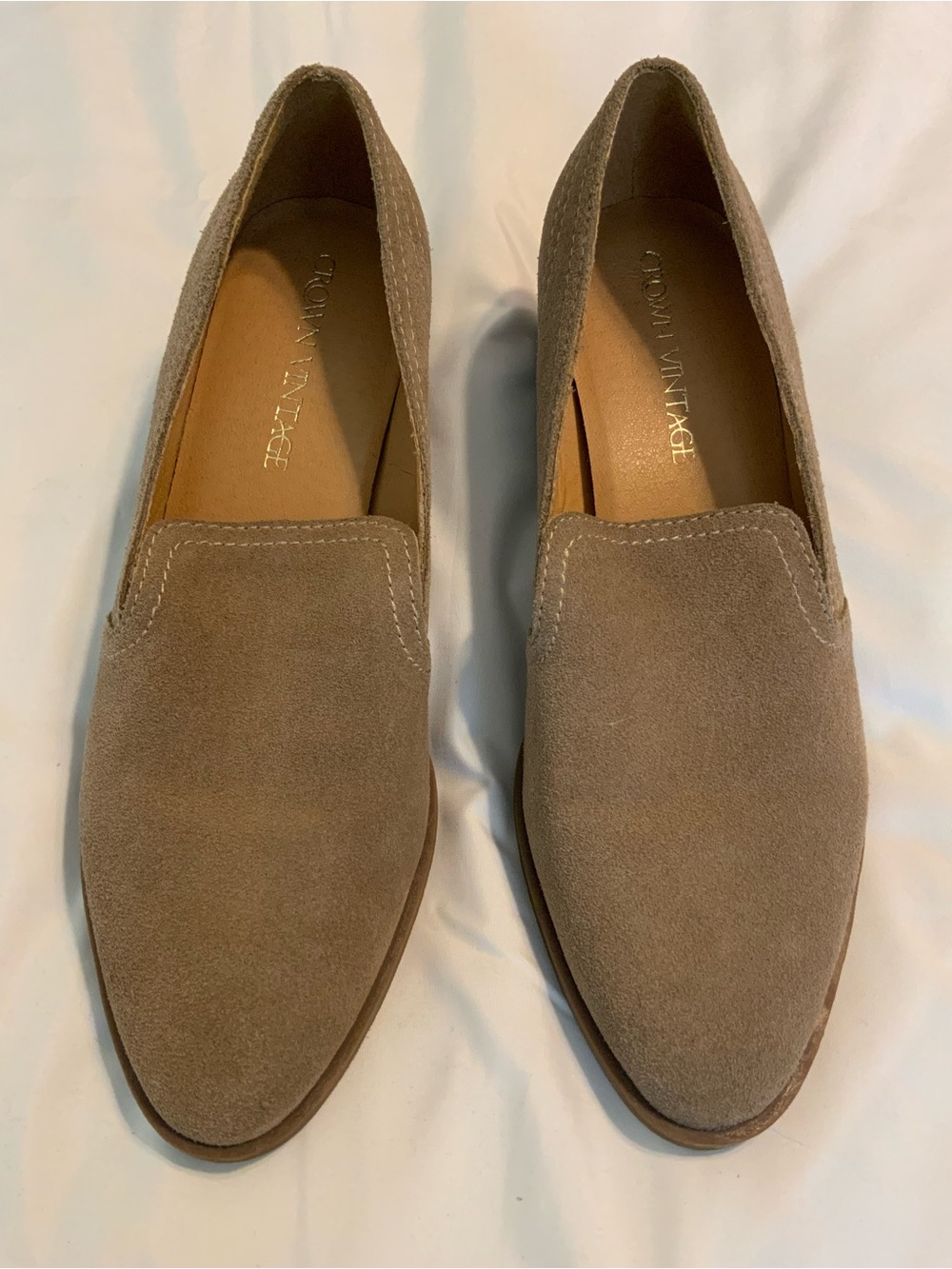 Crown Vintage Samali Loafer Taupe Leather Suede Women's Shoes Size 9 Medium